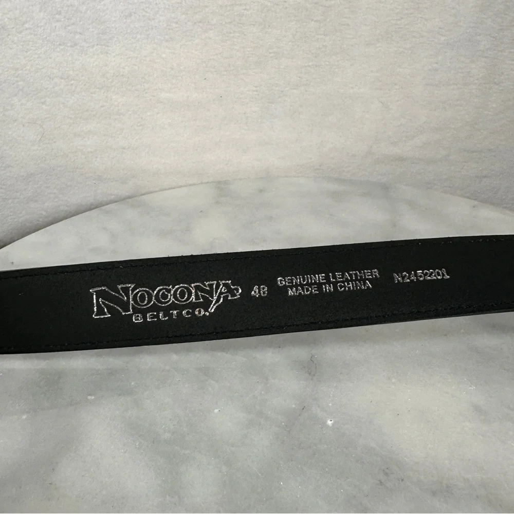 Nocona‎ plain Black Leather Belt with Silver Buckle western cowboy
